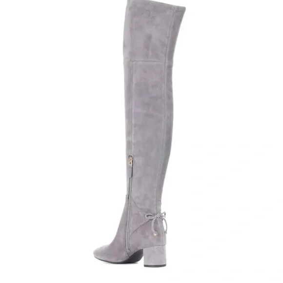 Tory Burch Laila 45mm Over The Knee Boot Stretch Suede Carbon - Picture 2 of 11